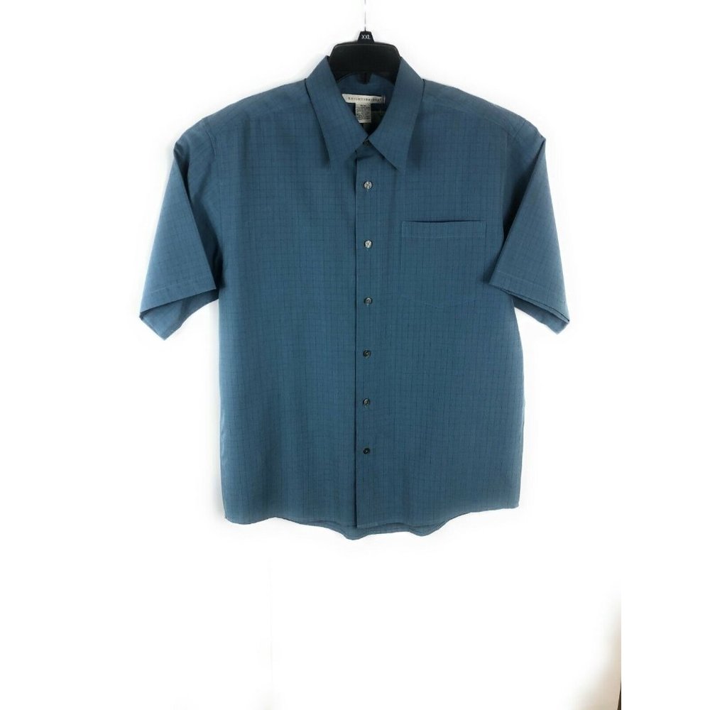 Knightsbridge Men's Medium Short Sleeve Button Up Blue Ryan Polyester Shirt A10